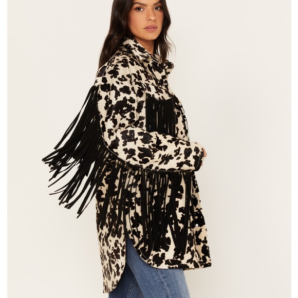 IDYLLWIND WOMEN'S HAIR-ON COW HIDE FRINGE SHACKET Size XL - Picture 2 of 11